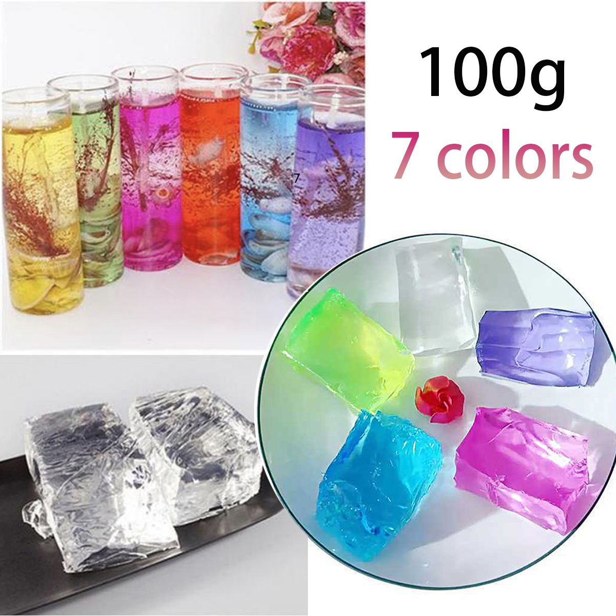 Candle Making Supplies For Beginners - 100G 7Colors Jelly Wax DIY Handmade