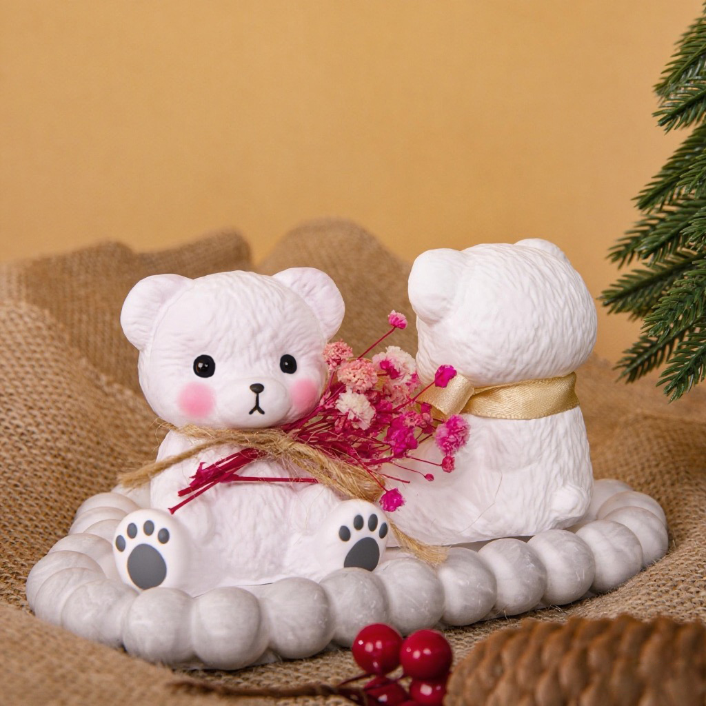 Candle Supplies In - 3PCS Couple Bear Silicone Mold Set