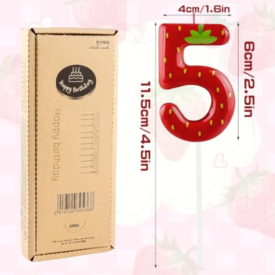 th Birthday Strawberry Candle, - Candle Supplies In reseña y precio