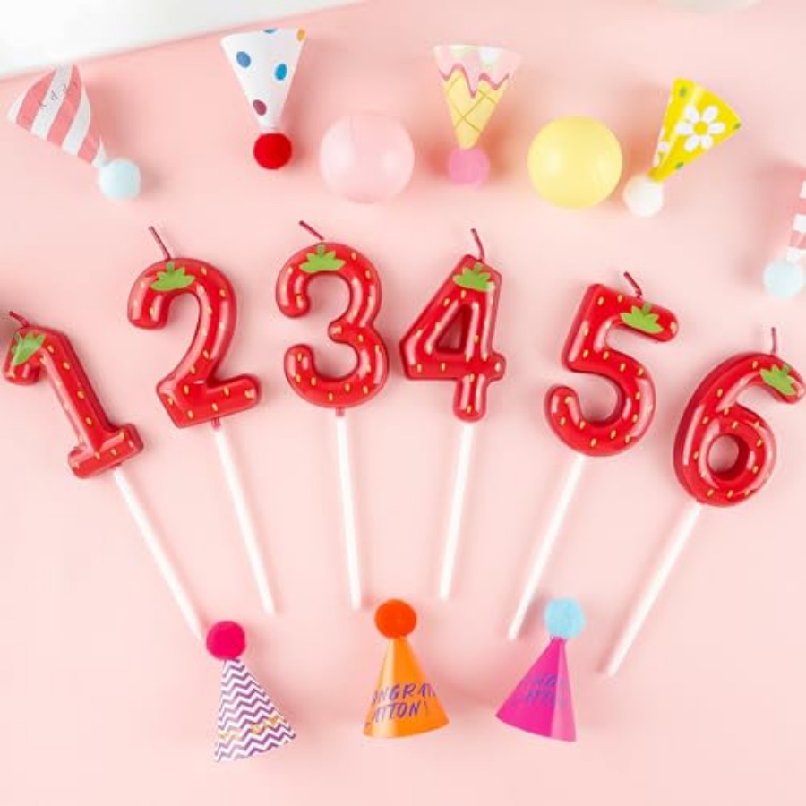 th Birthday Strawberry Candle, - Candle Supplies In reseña y precio