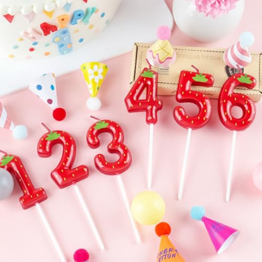 th Birthday Strawberry Candle, - Candle Supplies In reseña y precio