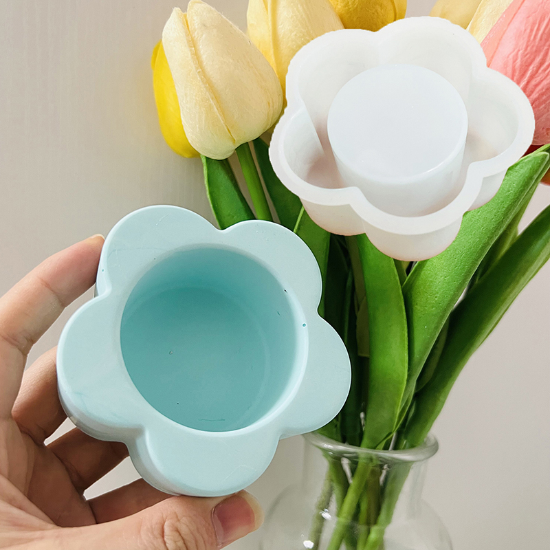 Flower Candle Cup Cement Mold  - Candle Quotes reseña y precio