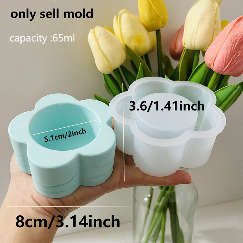 Flower Candle Cup Cement Mold  - Candle Quotes reseña y precio