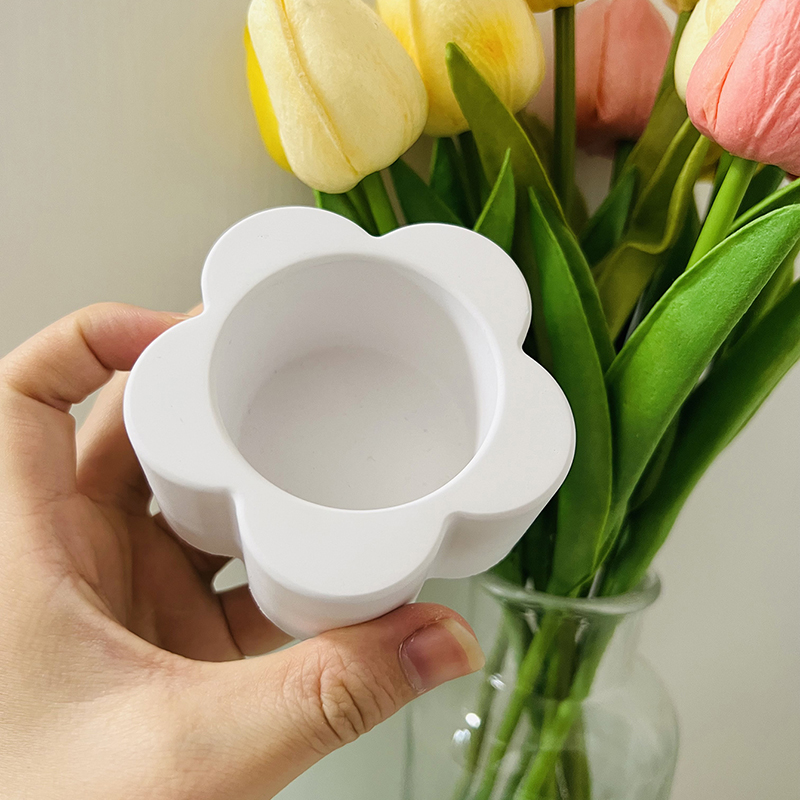 Flower Candle Cup Cement Mold  - Candle Quotes reseña y precio