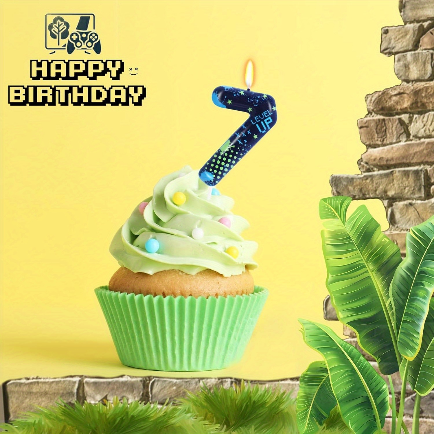 Blue Game Boy 0-9 Birthday Can - Candle Supplies In reseña y precio