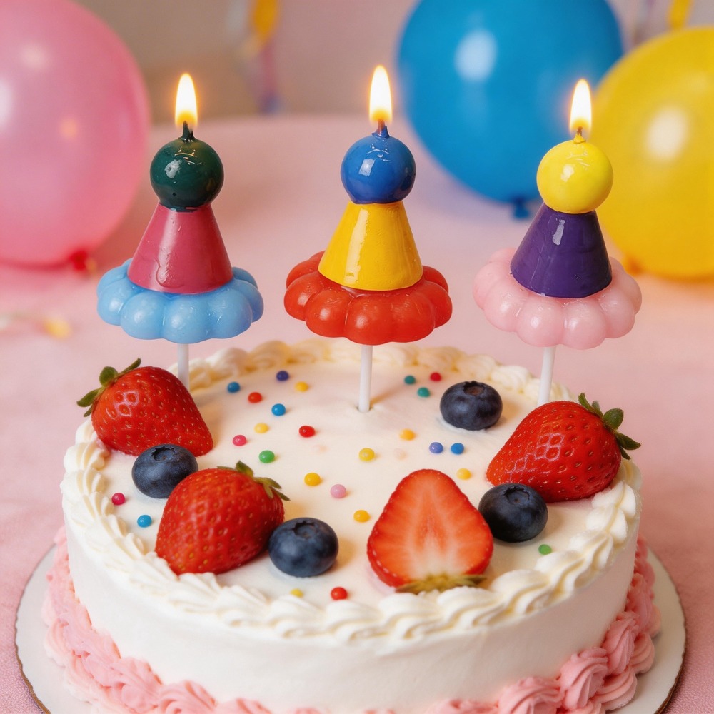 3PCS Party Hat Birthday Candle - Candle Supplies In reseña y precio