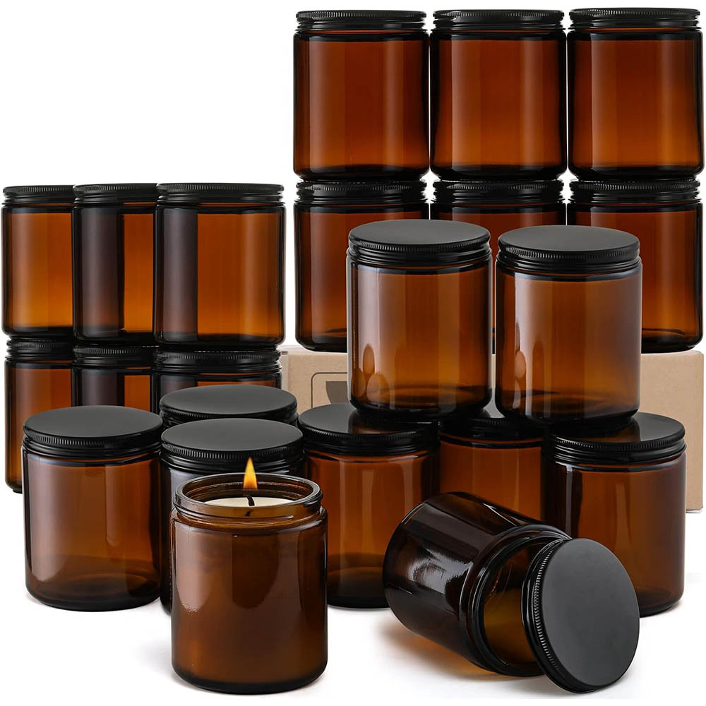 8oz Amber Glass Jars with Blac - Candle Zero reseña y precio