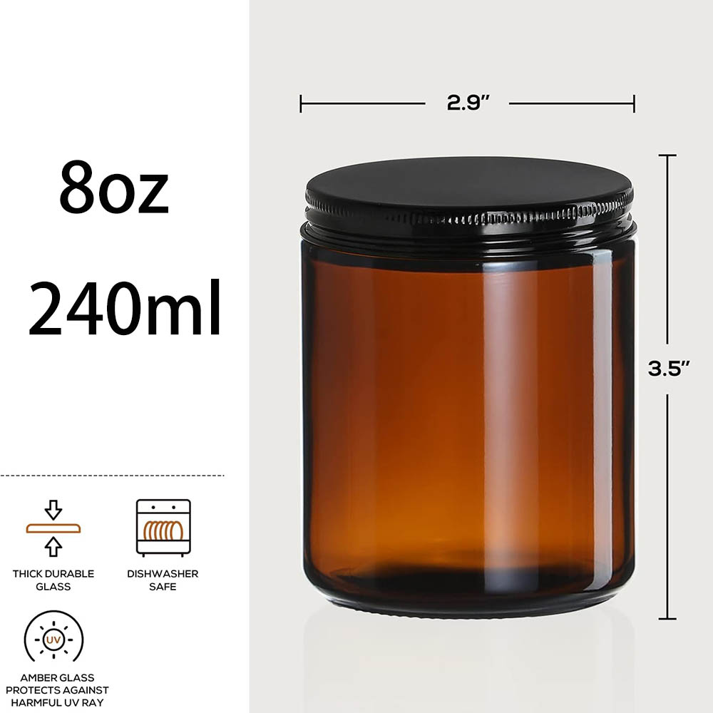 8oz Amber Glass Jars with Blac - Candle Zero reseña y precio