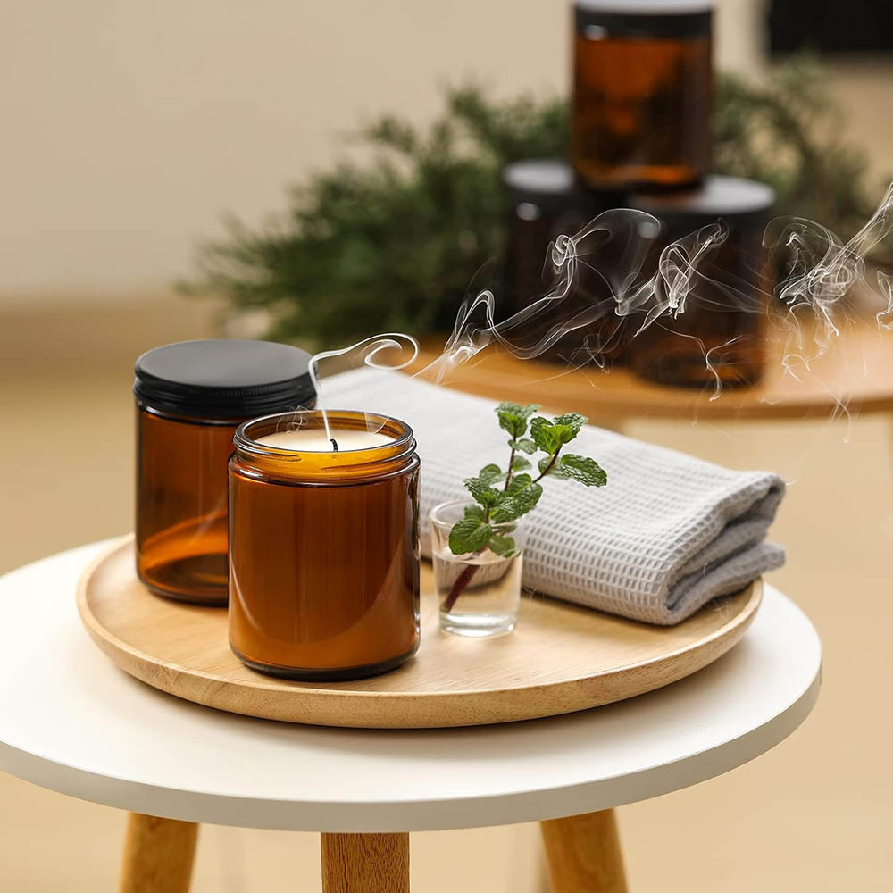 8oz Amber Glass Jars with Blac - Candle Zero reseña y precio