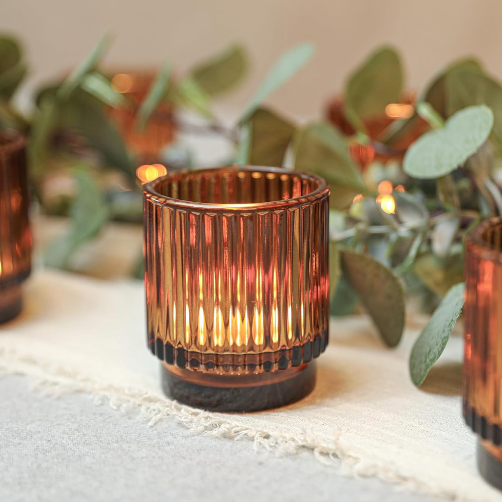 Vintage Ribbed Amber Glass Tea - Candle Zero reseña y precio