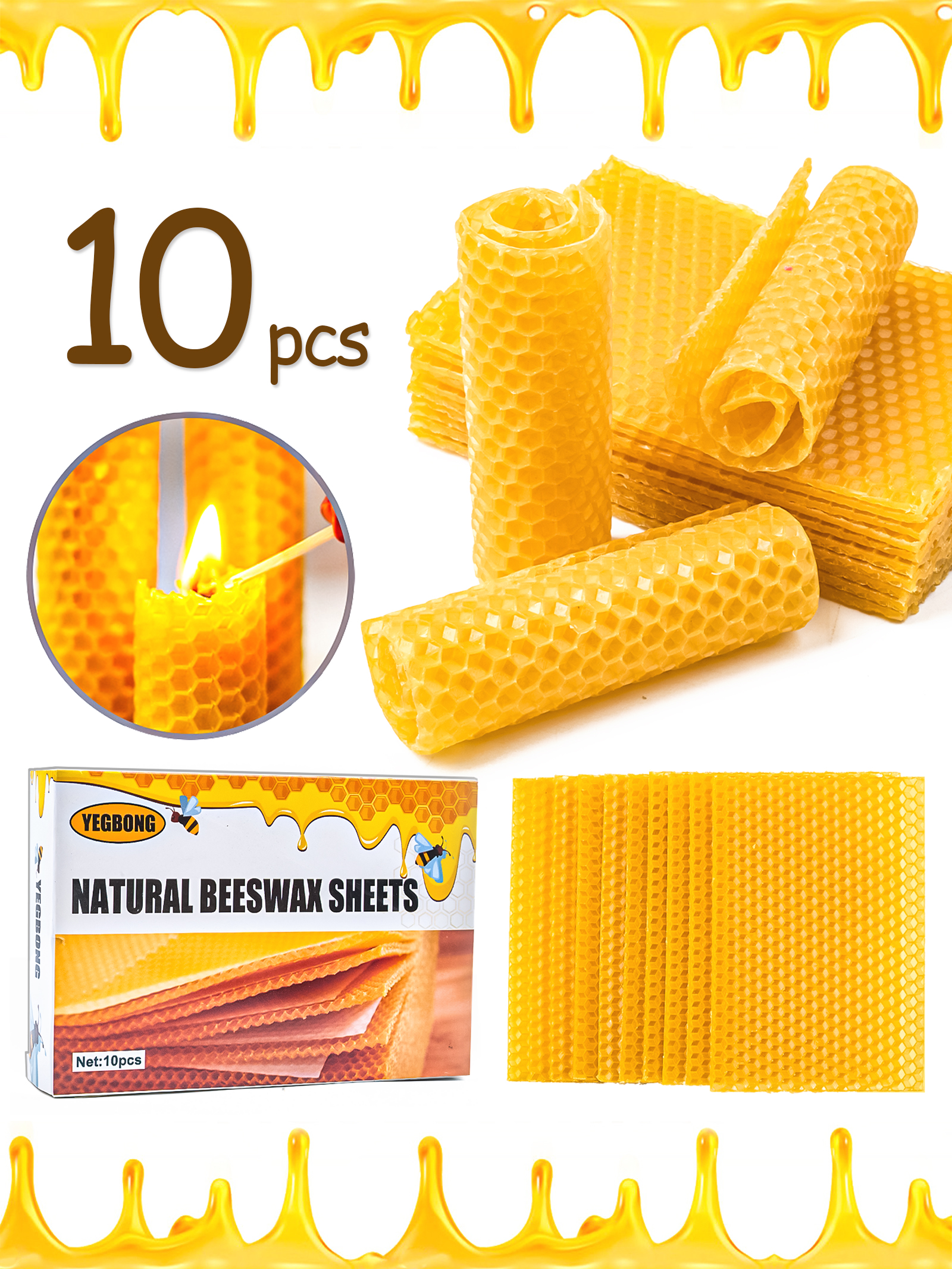 10Pcs Natural Honeycomb Bee Wa - Candle Making Supplies For Beginners reseña y precio