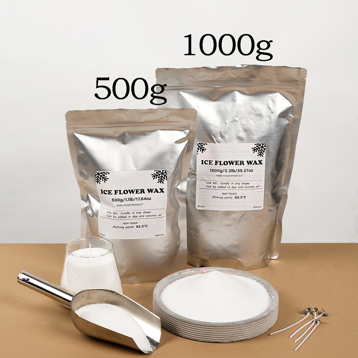 500g/1000g White Sand Wax Ice  - Candle Supplies To Make Candles reseña y precio