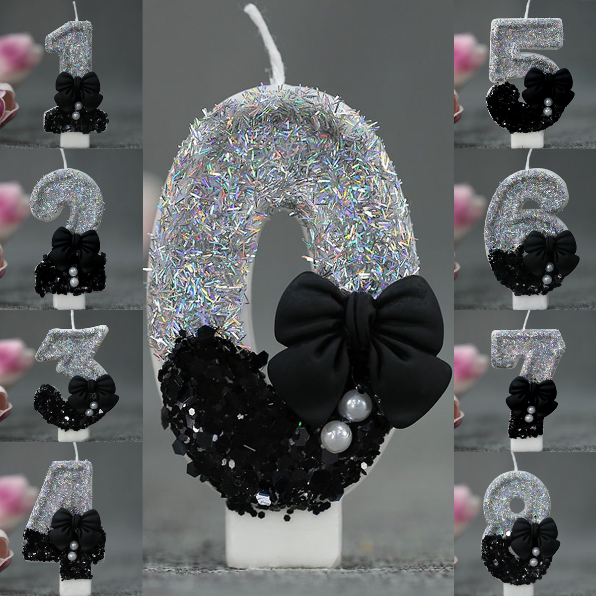 Midnight Bow & Pearl 0-9 Numbe - Candle Supplies In reseña y precio