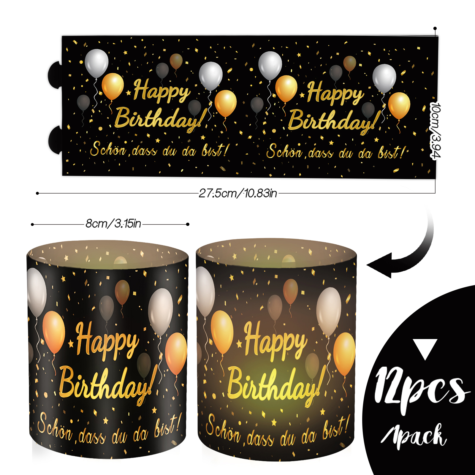 12pcs Happy Birthday Candle Ta - Candle Quotes reseña y precio